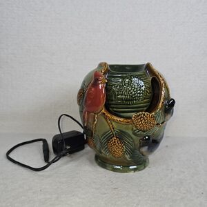 Gift Essentials Songbird Trio Tabletop Ceramic Water Fountain Cardinal Pinecones